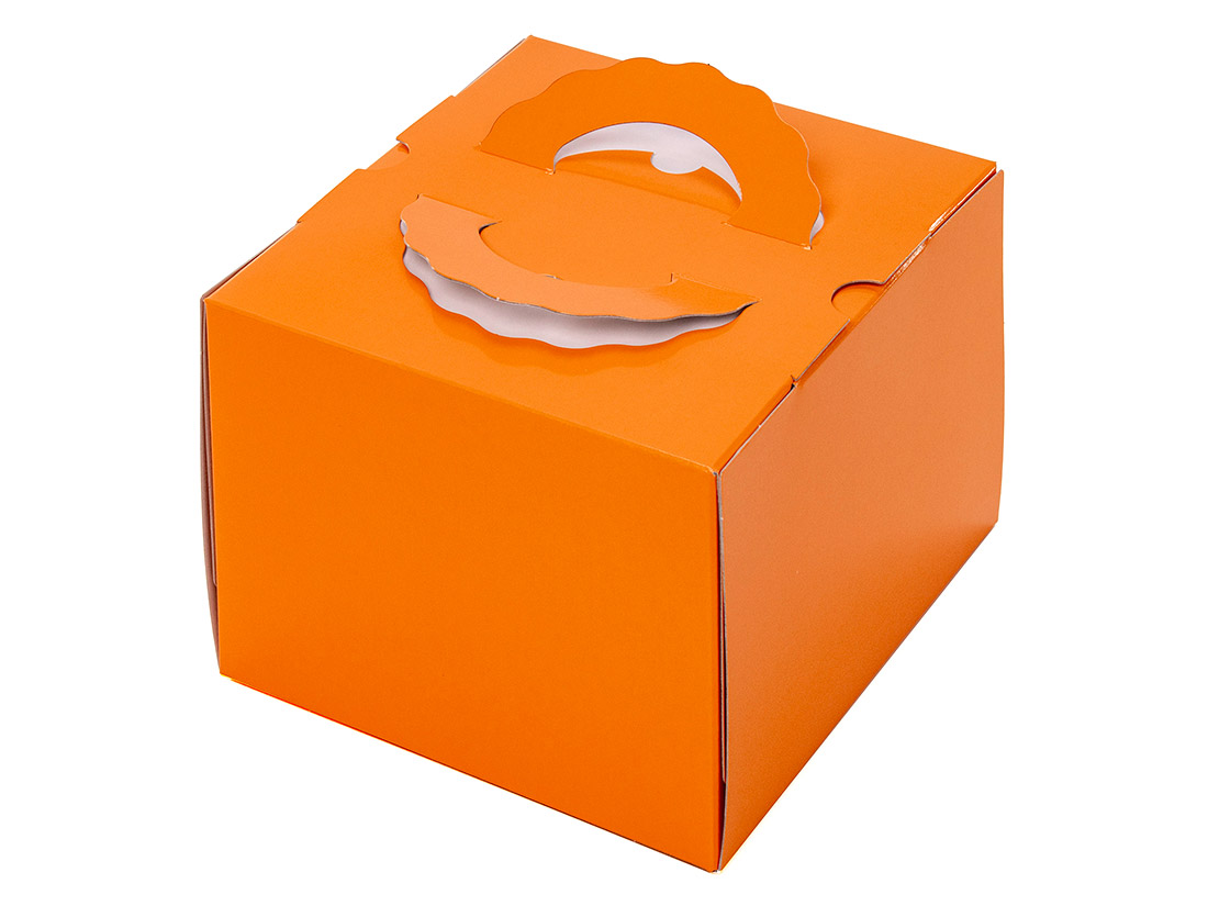ケーキ箱 H140 TSD オレンジ 5寸 (本体)