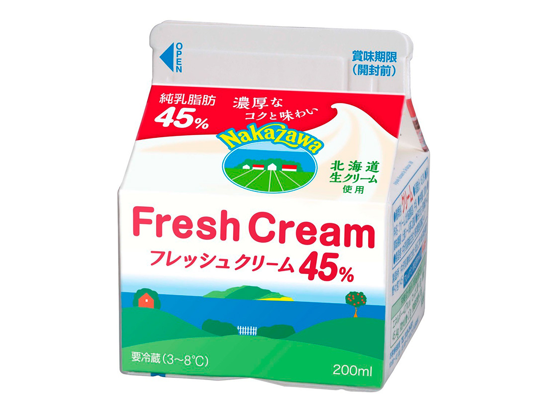 冷蔵 中沢乳業 フレッシュクリーム 45% 200ml  生クリーム・クリーム類  お菓子・パン材料・ラッピングの通販cotta＊コッタ