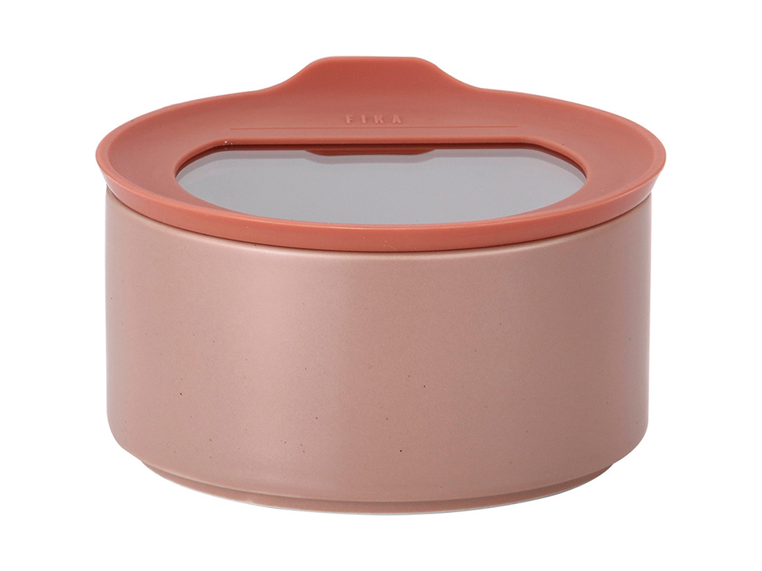 FIKAONE 陶磁器製食品保存容器 420ml ローズピンク
