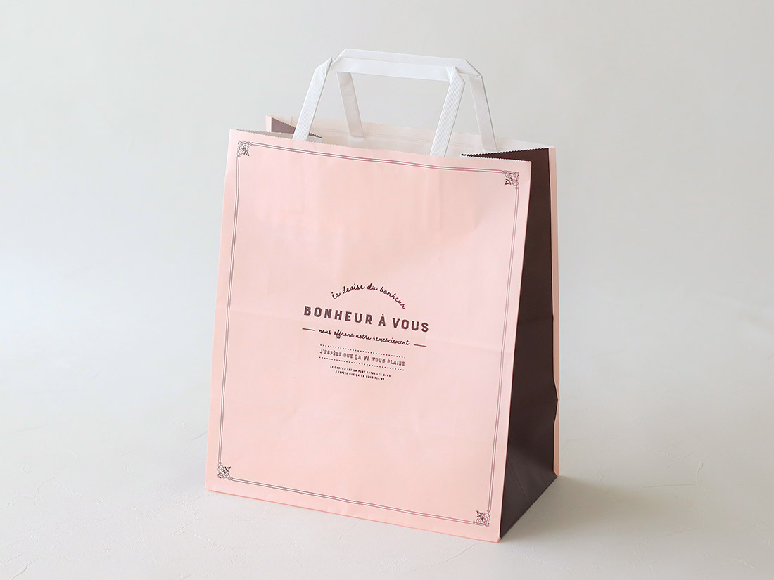 Cotta ペーパーバッグ ボヌール ピンク S2 1 柄付きの手提げ紙袋 お菓子 パン材料 ラッピングの通販 Cotta コッタ