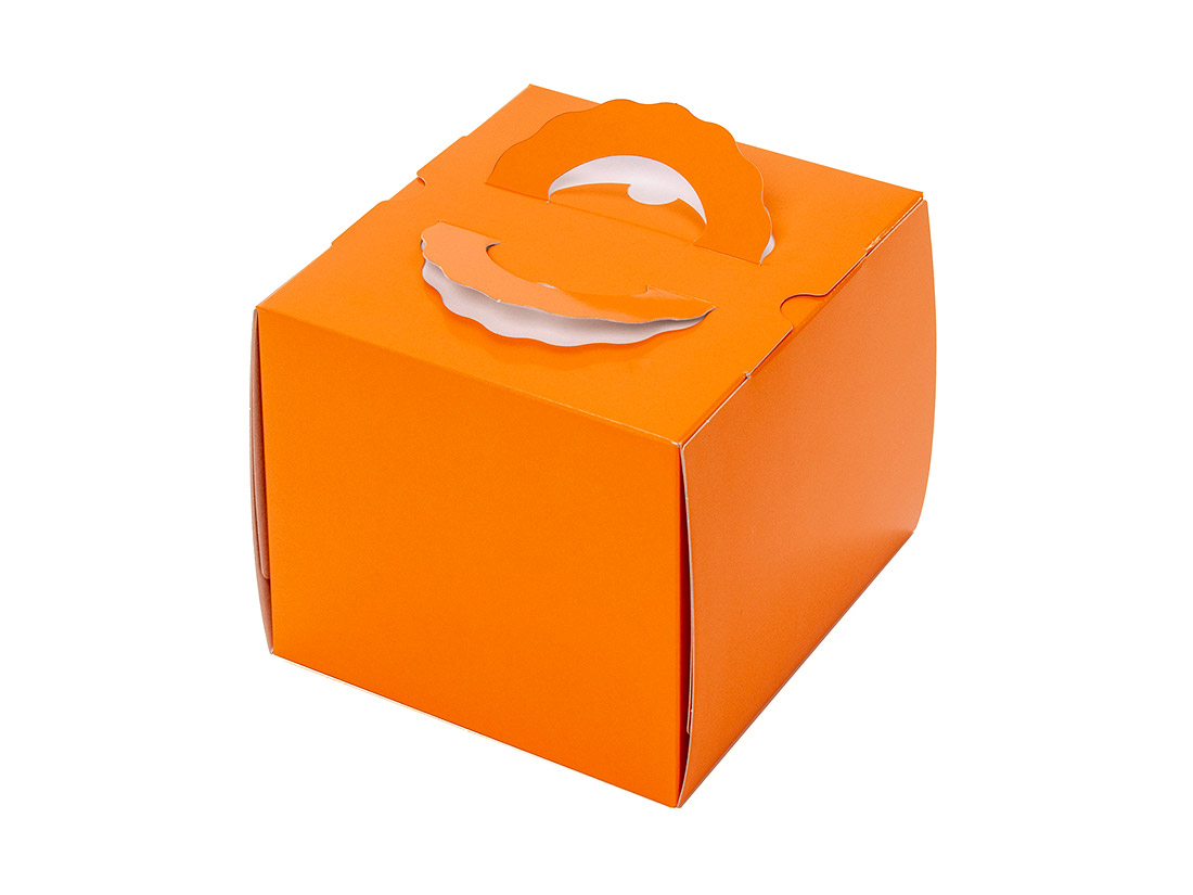 ケーキ箱 H140 TSD オレンジ 4.5寸 (本体)