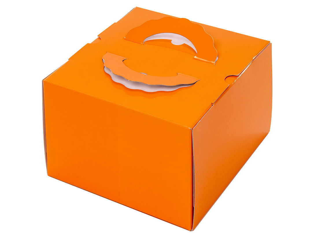 パッケージ中澤 ケーキ箱 H140 TSD オレンジ 6寸 (本体)